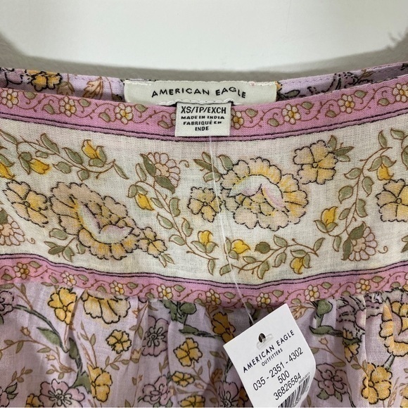 American Eagle‎ NWT XS Boho Floral Square Neck Blouse Top Cotton - Picture 6 of 9